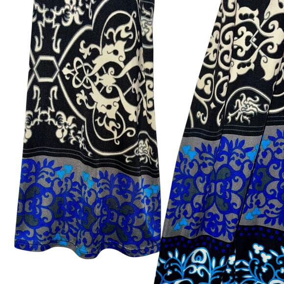 Hale Bob Silk Dress Velvet Burnout Bell Sleeves - Picture 4 of 11